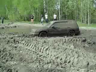 subaru in the mud