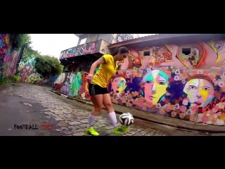 football tricks performed by a girl