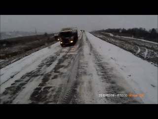 ice on the highway kamyshin - volgograd.